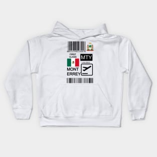 Monterrey Mexico travel ticket Kids Hoodie